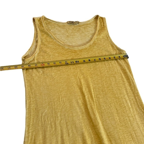 7 Agosto 100% Cotton Yellow Eyelet Hem Sleeveless High Low Maxi Dress size M - Picture 9 of 17